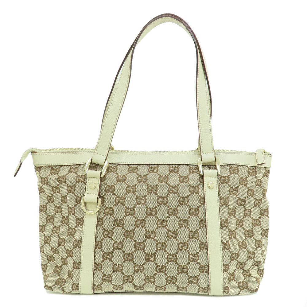 Gucci beige GG Tote Canvas leather Bag monogram white Abbey